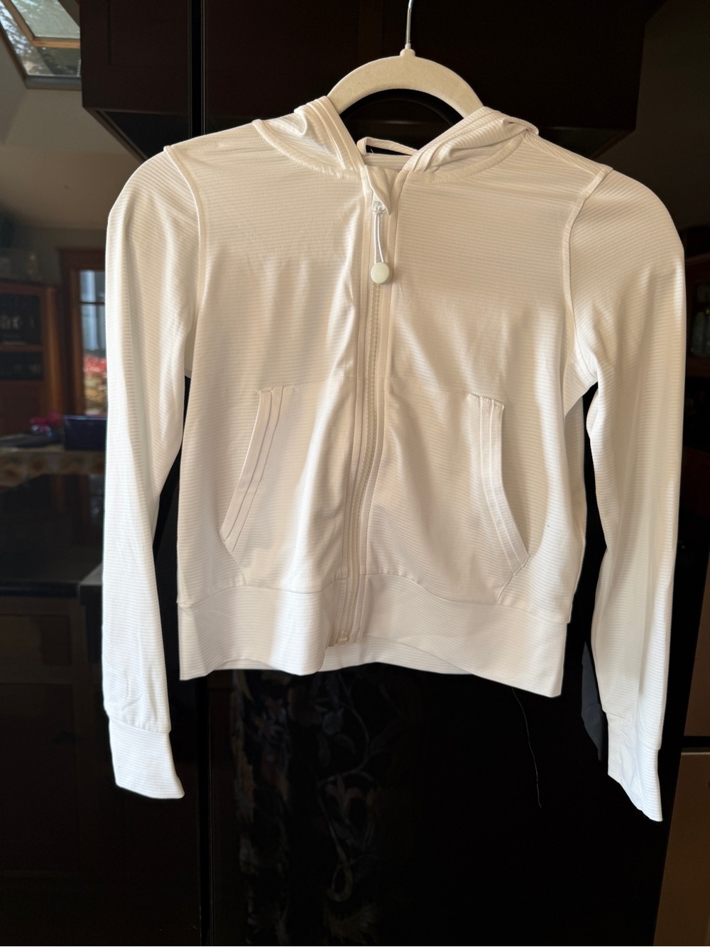 Athleta Cream Hooded Lightweight Bomber Jacket
